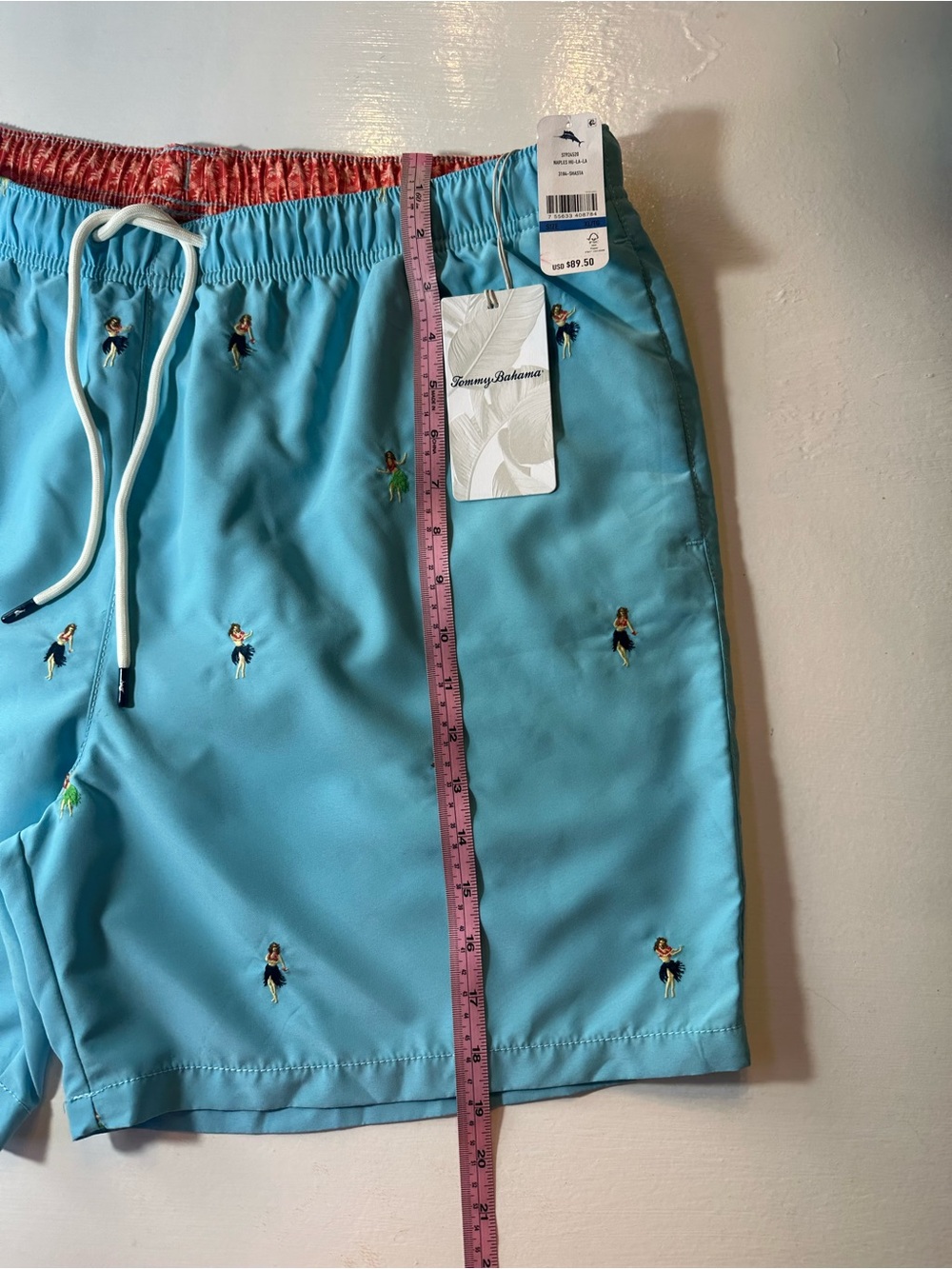 NWT Tommy Bahama XL/TG Men’s Light Blue Hula Dancer Swim Board Shorts,UV PROTECT - Picture 4 of 10